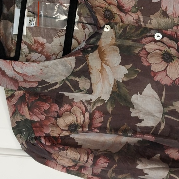 Nwt Bailey 44 Floral Button Down Shirt - Pink and Green - Picture 4 of 16